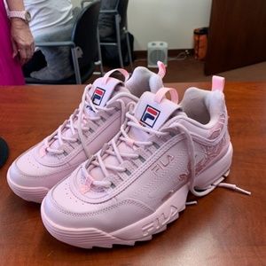 Pink Leather Walking Shoes